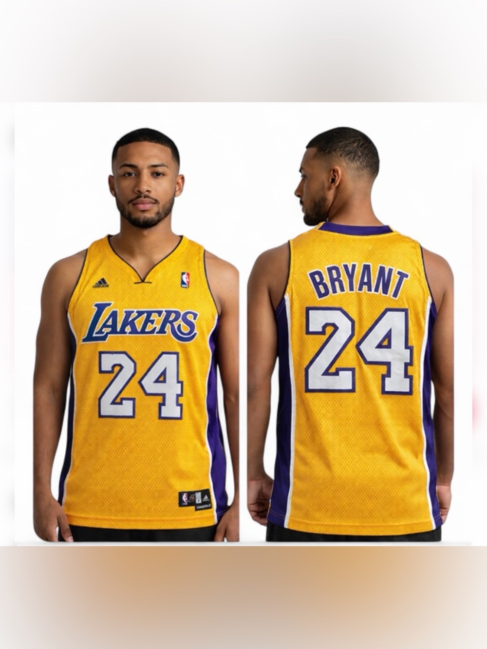 Adidas Kobe Bryant #24 Lakers Stitched Swingman Jersey Gold NBA Mens S +2 Length